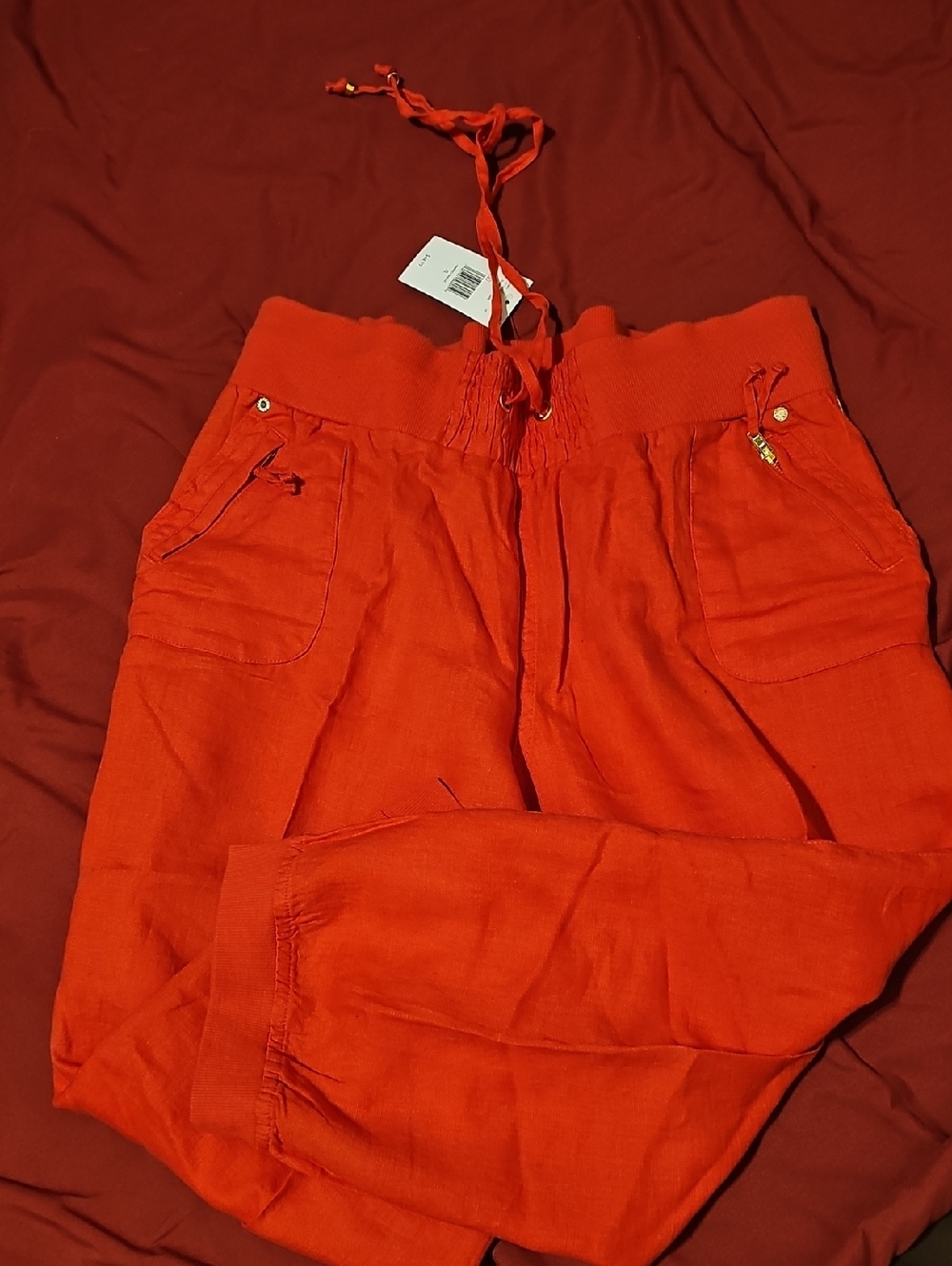 Bright Red Casual Jogger Pants - Picture 4 of 5